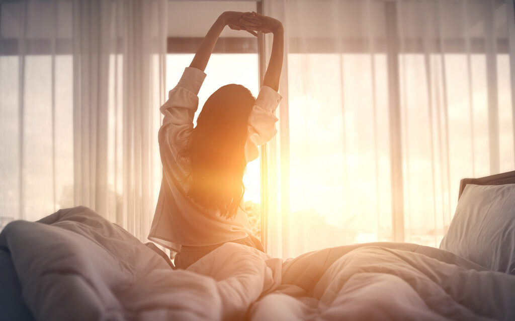 Morning woman stretch
